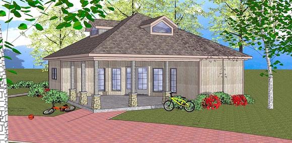 Coastal, Southern House Plan 72384 with 3 Beds, 2 Baths Elevation
