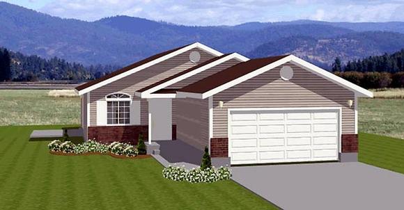 Ranch House Plan 72400 with 3 Beds, 1 Baths, 2 Car Garage Elevation