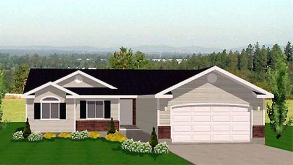 Traditional House Plan 72404 with 3 Beds, 2 Baths, 2 Car Garage Elevation