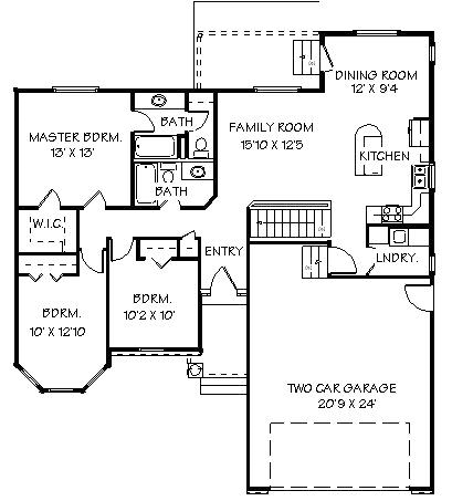 House Plan 72406 - Florida Style with 1325 Sq Ft, 3 Bed, 2 Bath