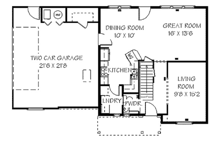 Traditional House Plan 72434 with 3 Beds, 3 Baths, 2 Car Garage First Level Plan