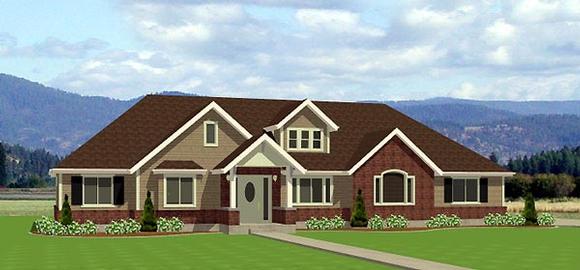 Traditional House Plan 72435 with 5 Beds, 3 Baths, 2 Car Garage Elevation