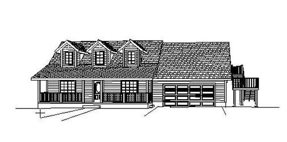 Colonial House Plan 72438 with 4 Beds, 2 Baths, 2 Car Garage Elevation