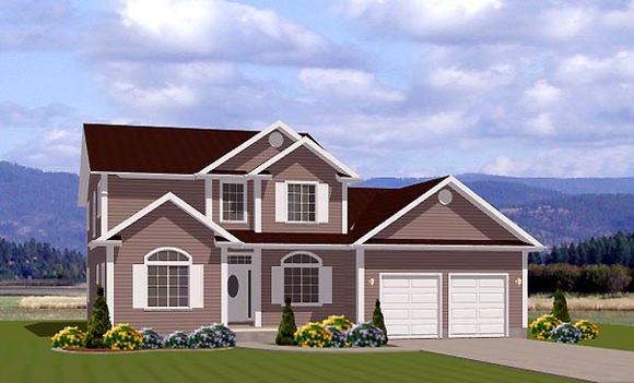 Traditional House Plan 72439 with 5 Beds, 3 Baths, 2 Car Garage Elevation