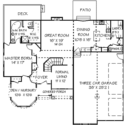 Victorian House Plan 72440 with 7 Beds, 5 Baths, 3 Car Garage First Level Plan