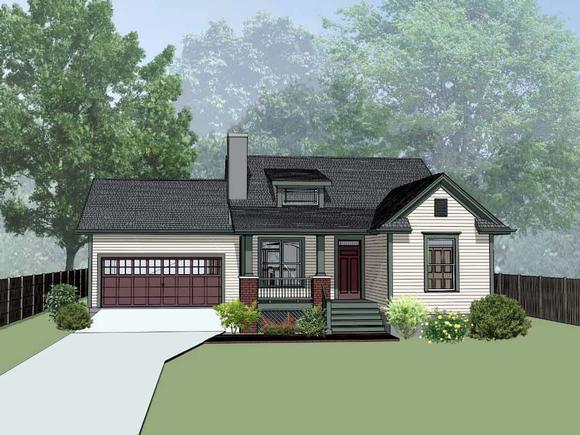 Bungalow House Plan 72728 with 3 Beds, 2 Baths, 2 Car Garage Elevation