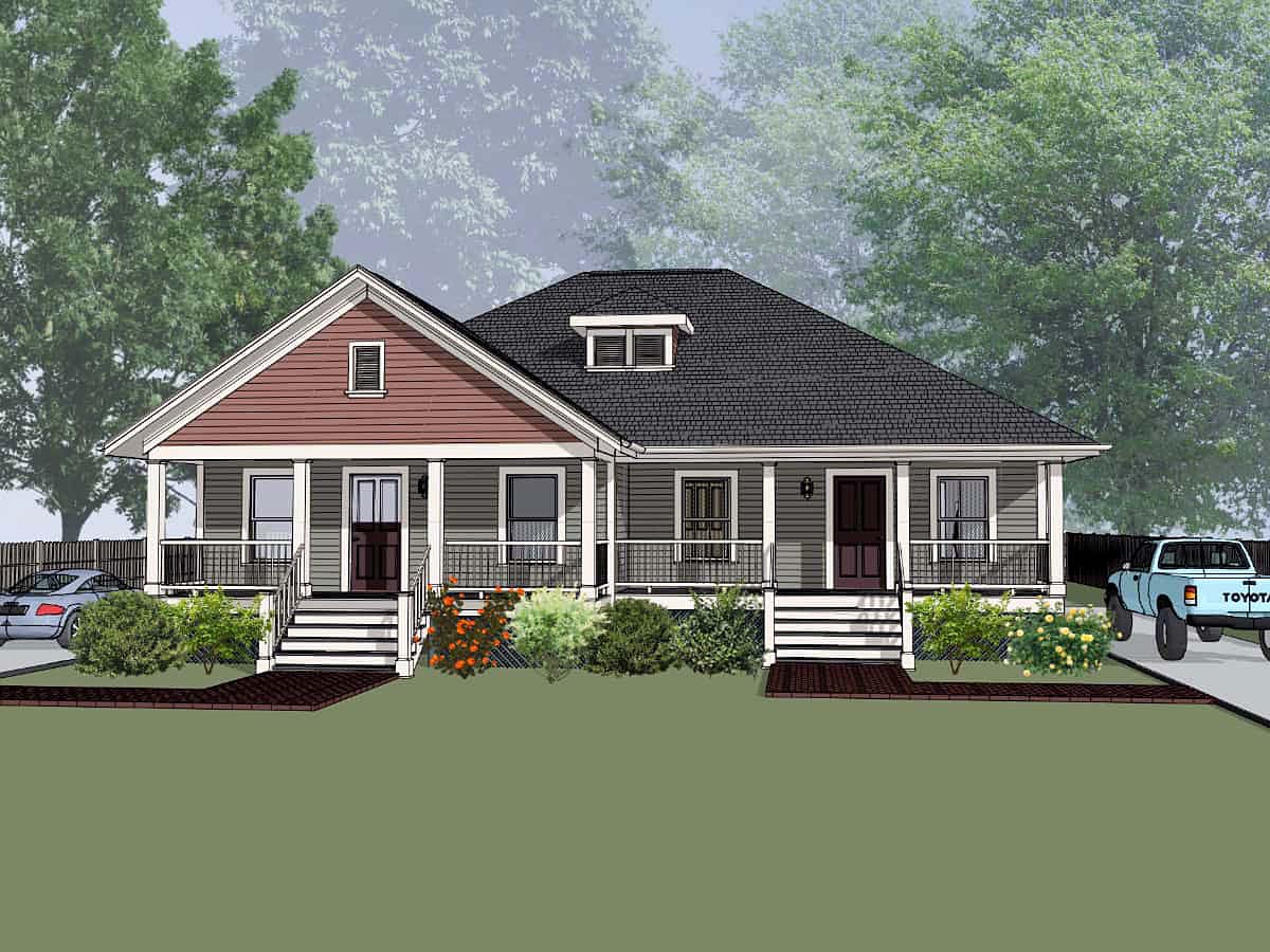 Bungalow Multi-Family Plan 72782 with 4 Beds, 2 Baths Elevation