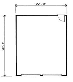 Bungalow Garage-Living Plan 72784 with 1 Beds, 1 Baths, 2 Car Garage First Level Plan