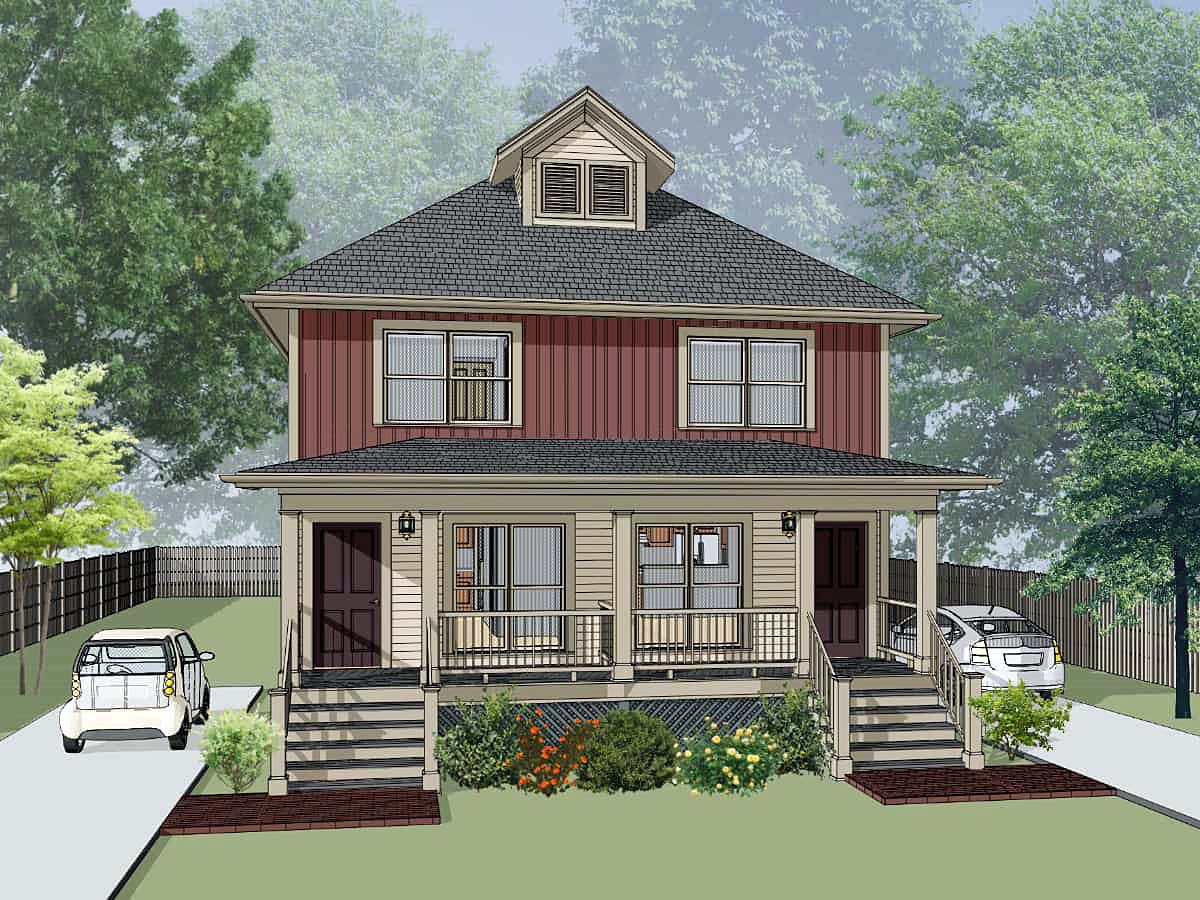 Multi-Family Plan 72793 with 4 Beds, 4 Baths Elevation