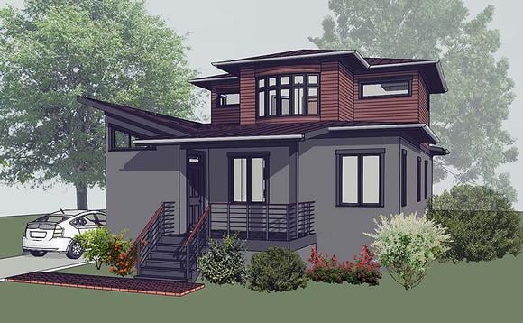 Contemporary, Modern House Plan 72799 with 3 Beds, 2 Baths Elevation