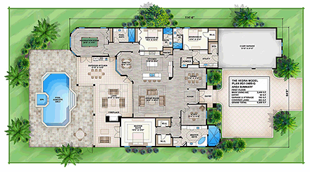 Coastal, Florida, Mediterranean House Plan 72806 with 3 Beds, 5 Baths, 3 Car Garage First Level Plan