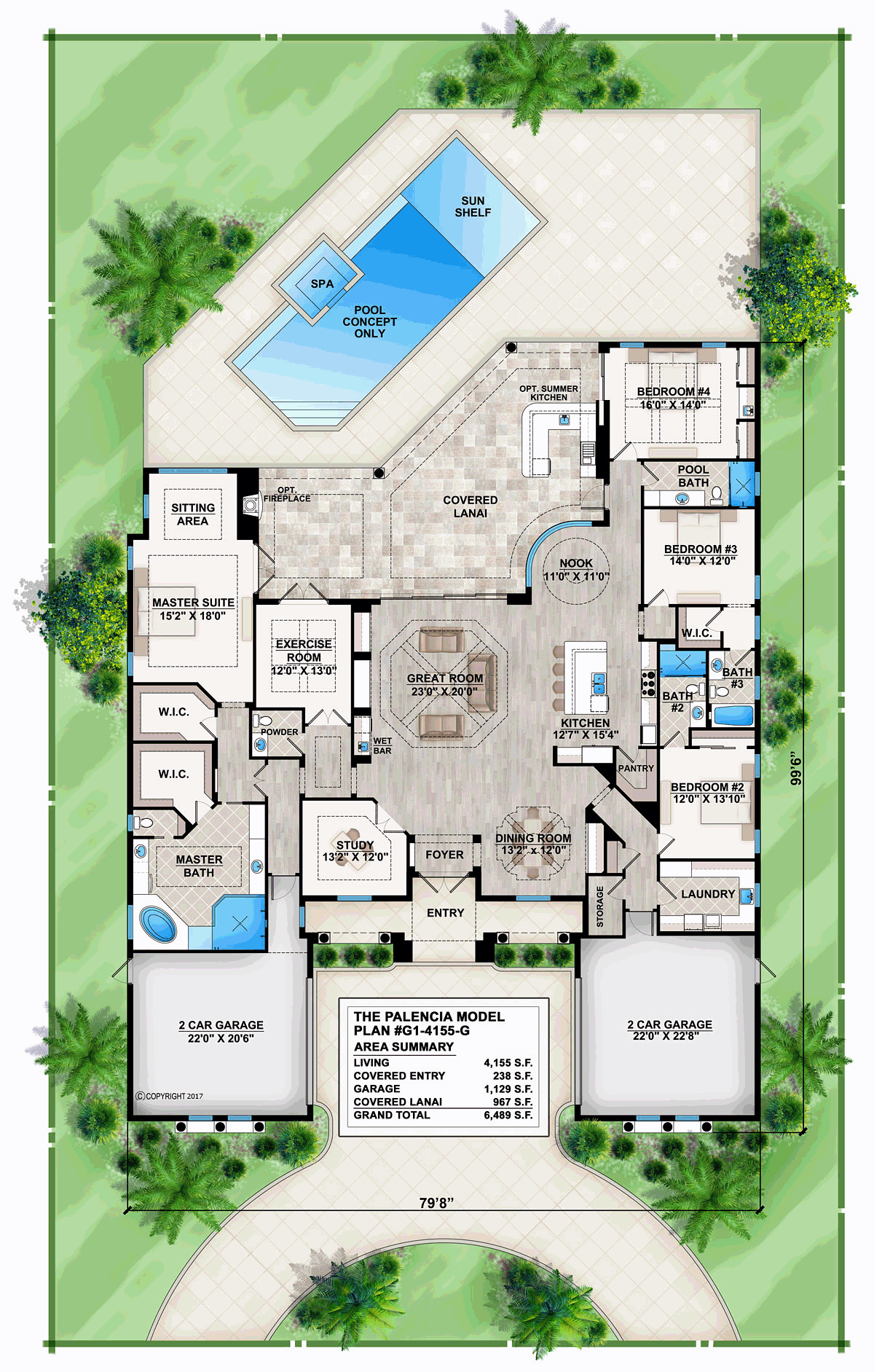 Coastal, Florida, Mediterranean House Plan 72807 with 4 Beds, 5 Baths, 4 Car Garage Level One