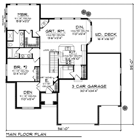 House Plan 72900 - Traditional Style with 1558 Sq Ft, 2 Bed, 1 Ba