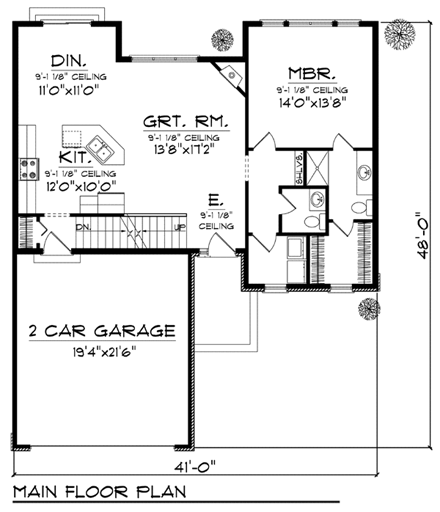 Country, Craftsman House Plan 72901 with 3 Beds, 3 Baths, 2 Car Garage First Level Plan