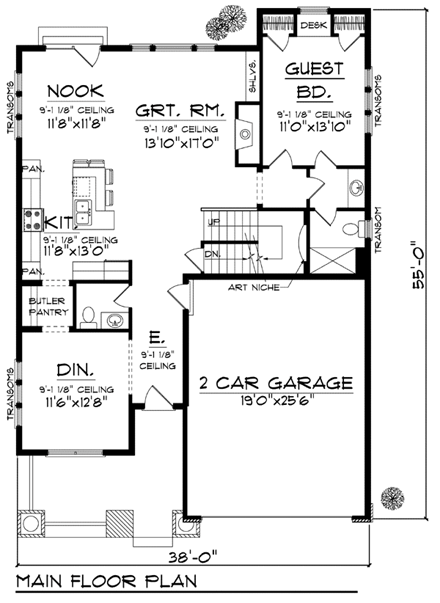 Country, Craftsman, Farmhouse, Narrow Lot House Plan 72910 with 4 Beds, 5 Baths, 2 Car Garage First Level Plan