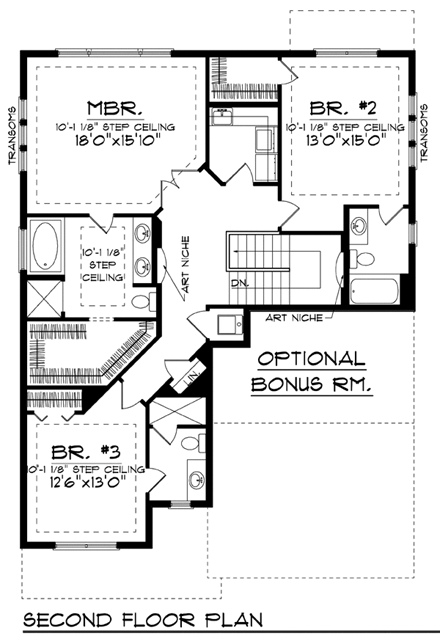 Country, Craftsman, Farmhouse, Narrow Lot House Plan 72910 with 4 Beds, 5 Baths, 2 Car Garage Second Level Plan