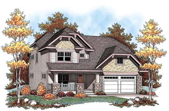 Country, Craftsman, Farmhouse, Narrow Lot House Plan 72910 with 4 Beds, 5 Baths, 2 Car Garage Elevation