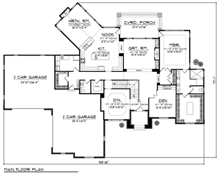Country, European House Plan 72916 with 4 Beds, 4 Baths, 4 Car Garage First Level Plan