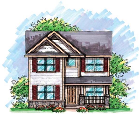 Cottage, Country, Narrow Lot House Plan 72923 with 3 Beds, 3 Baths, 2 Car Garage Elevation