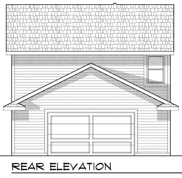 Cottage, Country, Narrow Lot House Plan 72923 with 3 Beds, 3 Baths, 2 Car Garage Rear Elevation