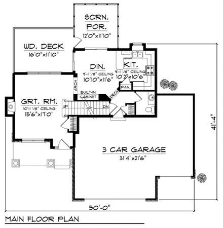 Mediterranean House Plan 72930 with 3 Beds, 3 Baths, 3 Car Garage First Level Plan