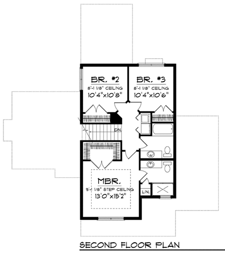 Mediterranean House Plan 72930 with 3 Beds, 3 Baths, 3 Car Garage Second Level Plan