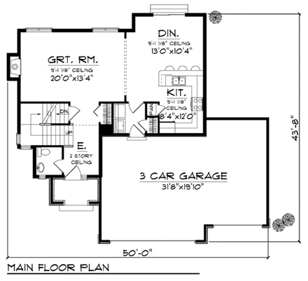 Mediterranean House Plan 72931 with 3 Beds, 3 Baths, 3 Car Garage First Level Plan