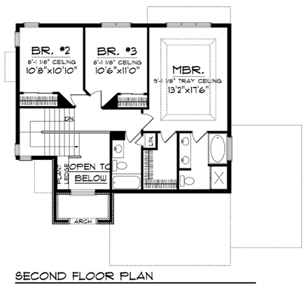 Mediterranean House Plan 72931 with 3 Beds, 3 Baths, 3 Car Garage Second Level Plan