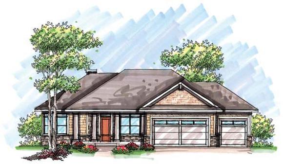 Craftsman, One-Story, Ranch House Plan 72932 with 2 Beds, 2 Baths, 3 Car Garage Elevation