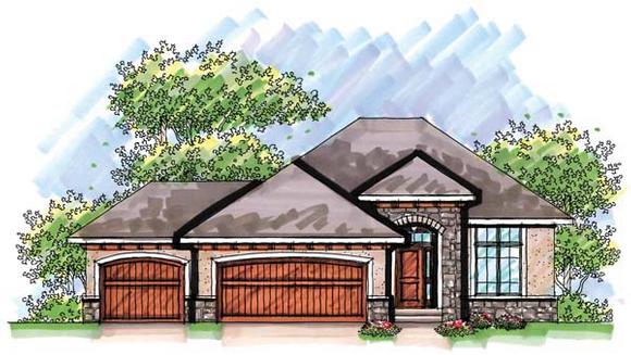 Mediterranean, One-Story, Ranch House Plan 72939 with 3 Beds, 3 Baths, 3 Car Garage Elevation