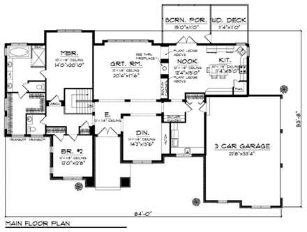 Prairie, Southwest House Plan 72962 with 5 Beds, 4 Baths, 3 Car Garage First Level Plan