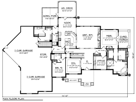 European, One-Story, Ranch House Plan 72968 with 4 Beds, 6 Baths, 4 Car Garage First Level Plan