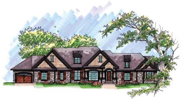 European, One-Story, Ranch House Plan 72968 with 4 Beds, 6 Baths, 4 Car Garage Elevation