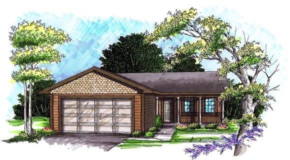 Ranch House Plan 72971 with 2 Beds, 1 Baths, 2 Car Garage Elevation