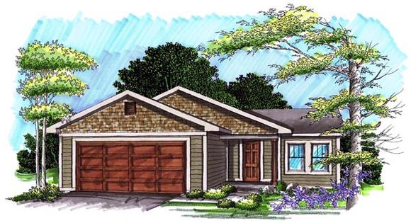 Ranch House Plan 72972 with 2 Beds, 1 Baths, 2 Car Garage Elevation