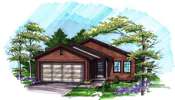 Ranch House Plan 72973 with 3 Beds, 1 Baths, 2 Car Garage Elevation