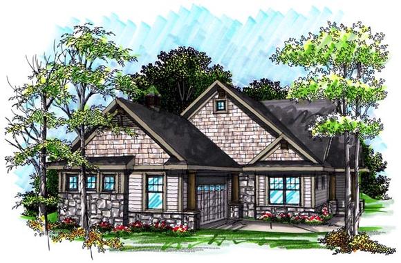 Ranch House Plan 72987 with 2 Beds, 2 Baths, 3 Car Garage Elevation