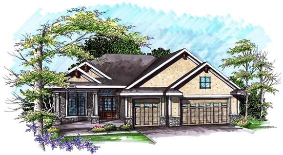 Ranch House Plan 72988 with 3 Beds, 2 Baths, 3 Car Garage Elevation