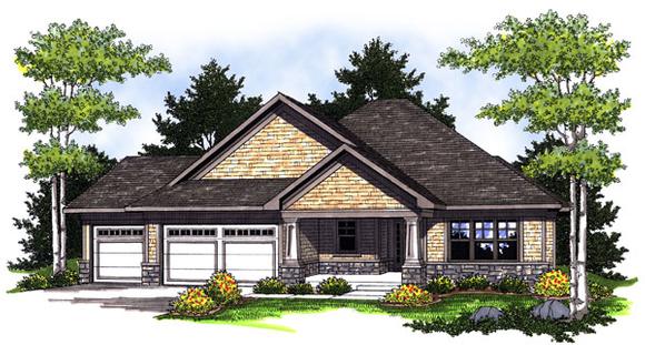 Bungalow, Craftsman, One-Story House Plan 73006 with 3 Beds, 2 Baths, 3 Car Garage Elevation