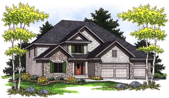 Traditional House Plan 73020 with 4 Beds, 3 Baths, 3 Car Garage Elevation