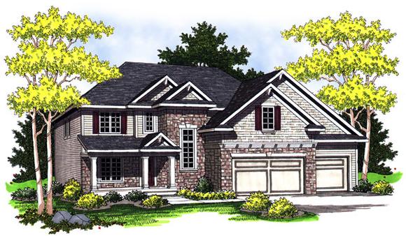 Bungalow, Traditional House Plan 73021 with 4 Beds, 3 Baths, 3 Car Garage Elevation