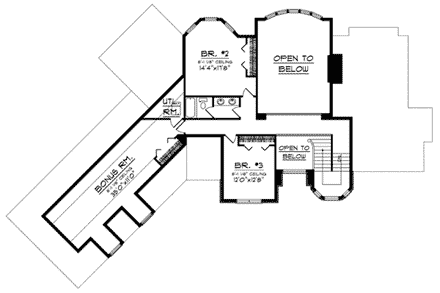 European House Plan 73026 with 3 Beds, 3 Baths, 3 Car Garage Second Level Plan