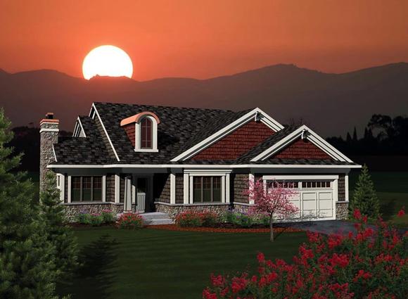 Ranch House Plan 73076 with 2 Beds, 2 Baths, 2 Car Garage Elevation