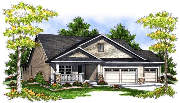 One-Story House Plan 73083 with 4 Beds, 3 Baths, 3 Car Garage Elevation