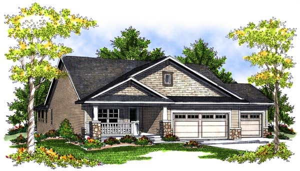 One-Story House Plan 73083 with 4 Beds, 3 Baths, 3 Car Garage Elevation