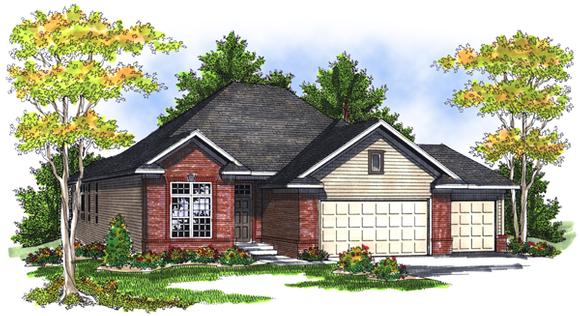 One-Story House Plan 73085 with 4 Beds, 3 Baths, 3 Car Garage Elevation