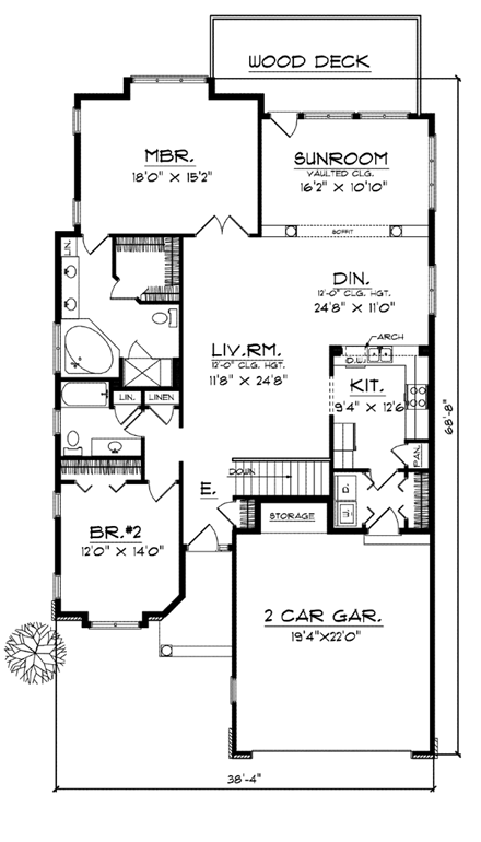 One-Story, Ranch, Traditional House Plan 73096 with 3 Beds, 3 Baths, 2 Car Garage First Level Plan