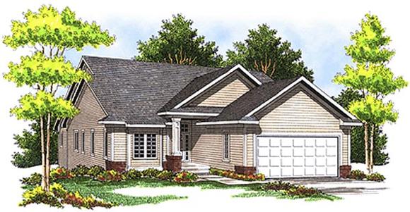 One-Story, Ranch, Traditional House Plan 73096 with 3 Beds, 3 Baths, 2 Car Garage Elevation