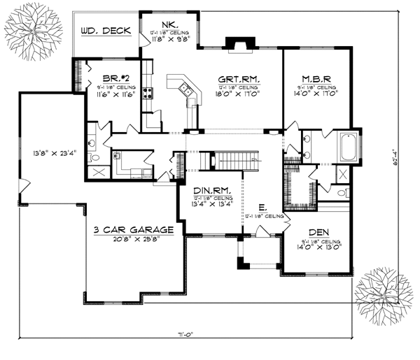 House Plan 73105 - European Style with 3771 Sq Ft, 4 Bed, 2 Bath,