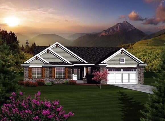 Ranch House Plan 73122 with 3 Beds, 2 Baths, 2 Car Garage Elevation